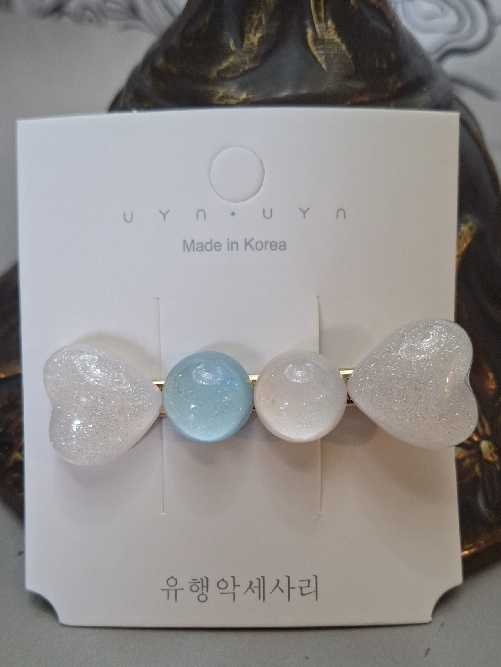 Sparkling Heart & Pastel Bead Hair Clip